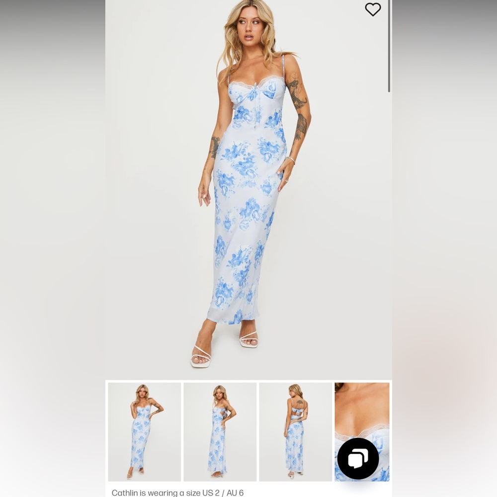 Princess Polly Blue and White Floral Maxi Dress